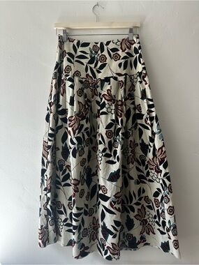 Jacquie the label Maxi Skirt with Burgundy, Teal & Black Floral Pattern